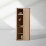 Caden Wood Door Tall Storage Cabinet Walnut Curio Display Cabinet dining Entryway China Cabinet - Image 3