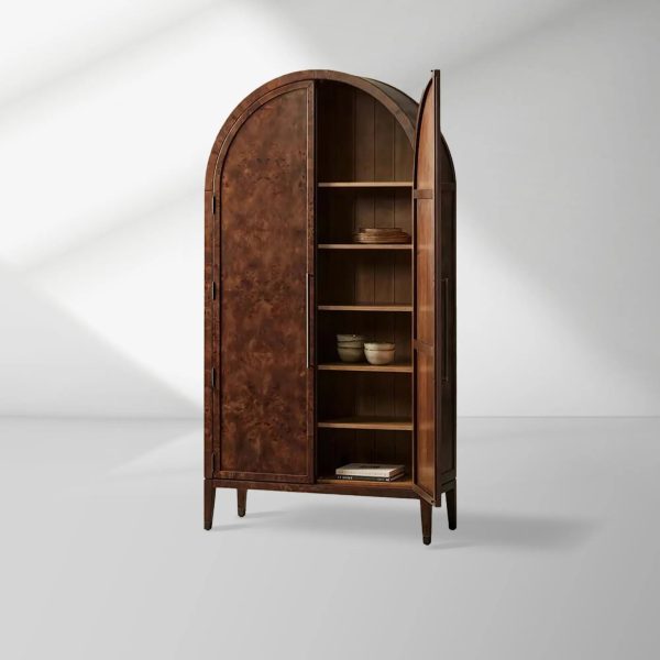Hattie Burl Tall Cabinet Living Room Natural Wood Grain Storage Cabinet - Image 5
