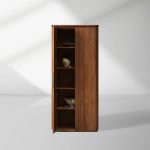 Caden Wood Door Tall Storage Cabinet Walnut Curio Display Cabinet dining Entryway China Cabinet - Image 7