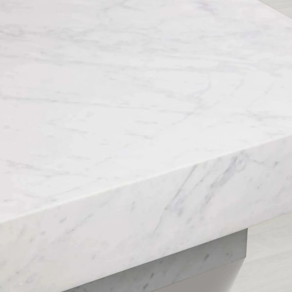 Cinzia Rectangle Stone Coffee Table Natural Marble Cocktail Table Plinth Base Sofa Center Tea Table - Image 7