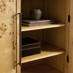 Hattie Burl Tall Cabinet Living Room Natural Wood Grain Storage Cabinet - Image 3
