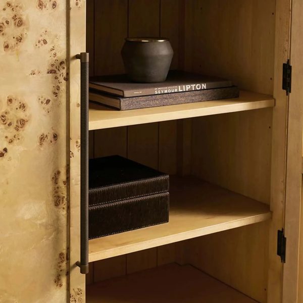 Hattie Burl Tall Cabinet Living Room Natural Wood Grain Storage Cabinet - Image 3