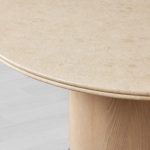 Caden Round Dining Table with Stone Top in Walnut or Oak with Sculptural Base - Image 8