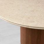 Caden Round Dining Table with Stone Top in Walnut or Oak with Sculptural Base - Image 2