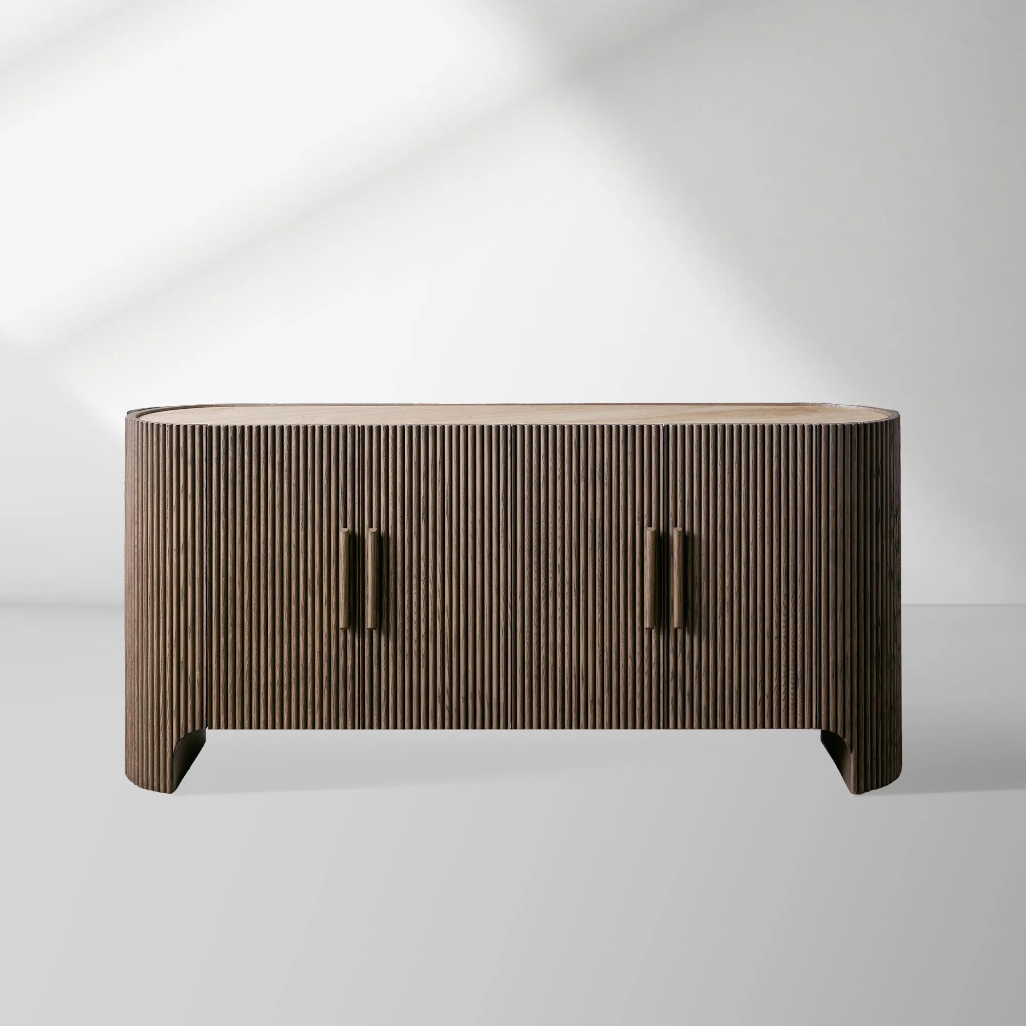 2000x2000_20251222_HL_a1_d3dfc51a-5309-4a5b-bc8d-56c414b6b55c.jpg Astor Marble Top Sideboard Buffet Table Wood Living Room Entryways Cabinet Reeded Detailing - Image 1
