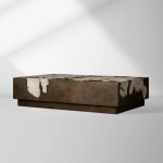 Obra Salvaged Burl Coffee Table Living Room Steel Base Cocktail Table Wood Center Tea Table - Image 2