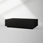 Sullivan Rectangular Oak Coffee Table Black Plinth Base Cocktail Table Wood Living Room Center Tea Table - Image 2