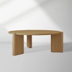 Lonelle Oak Coffee Table Round Versatile Nesting Cocktail Table Column-Style legs Center Tea Table - Image 2