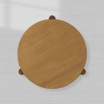 Lonelle Oak Coffee Table Round Versatile Nesting Cocktail Table Column-Style legs Center Tea Table - Image 4