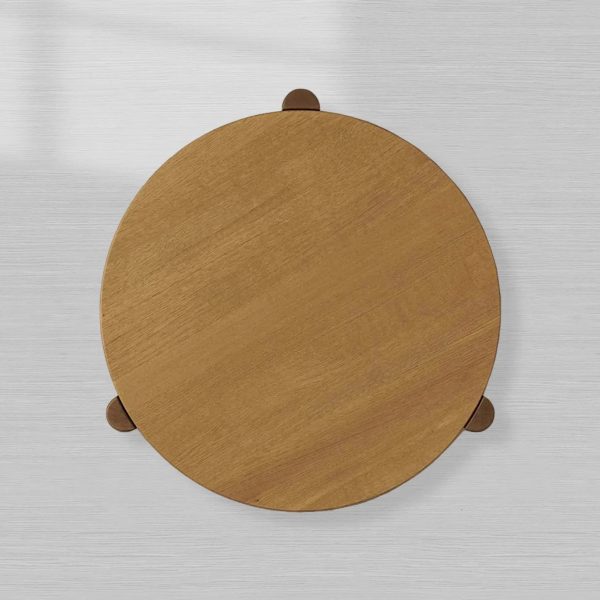Lonelle Oak Coffee Table Round Versatile Nesting Cocktail Table Column-Style legs Center Tea Table - Image 4