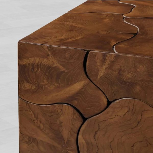 Kalmar Teak Square Coffee Table Wood Living Room Center Tea Table Unique Cocktail Table - Image 3