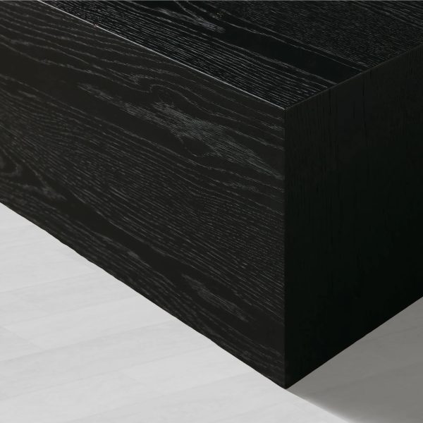 Sullivan Rectangular Oak Coffee Table Black Plinth Base Cocktail Table Wood Living Room Center Tea Table - Image 3