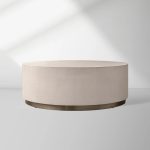 Malone Round Plinth Coffee Table Leather Cocktail Table Modern Living Room Center Tea Table - Image 7