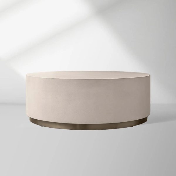 Malone Round Plinth Coffee Table Leather Cocktail Table Modern Living Room Center Tea Table - Image 7