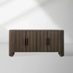 Astor Marble Top Sideboard Buffet Table Wood Living Room Entryways Cabinet Reeded Detailing - Image 5