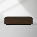 Sullivan Rectangular Oak Coffee Table Black Plinth Base Cocktail Table Wood Living Room Center Tea Table - Image 5