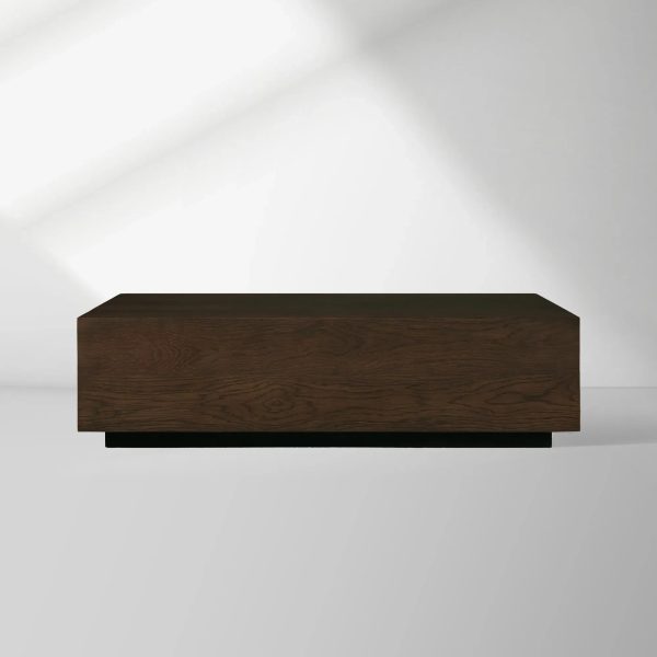 Sullivan Rectangular Oak Coffee Table Black Plinth Base Cocktail Table Wood Living Room Center Tea Table - Image 5