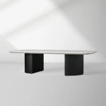 Saint Germain Marble Top Coffee Table Oak Wood Dauphine Base Cocktail Table Living Room Ston Top Center Tea Table - Image 2