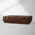 Obra Salvaged Burl Coffee Table Living Room Steel Base Cocktail Table Wood Center Tea Table - Image 6
