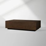 Sullivan Rectangular Oak Coffee Table Black Plinth Base Cocktail Table Wood Living Room Center Tea Table - Image 6