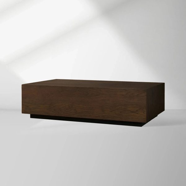 Sullivan Rectangular Oak Coffee Table Black Plinth Base Cocktail Table Wood Living Room Center Tea Table - Image 6