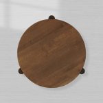 Lonelle Oak Coffee Table Round Versatile Nesting Cocktail Table Column-Style legs Center Tea Table - Image 7