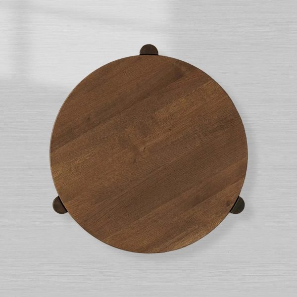 Lonelle Oak Coffee Table Round Versatile Nesting Cocktail Table Column-Style legs Center Tea Table - Image 7