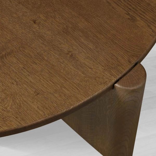 Lonelle Oak Coffee Table Round Versatile Nesting Cocktail Table Column-Style legs Center Tea Table - Image 8