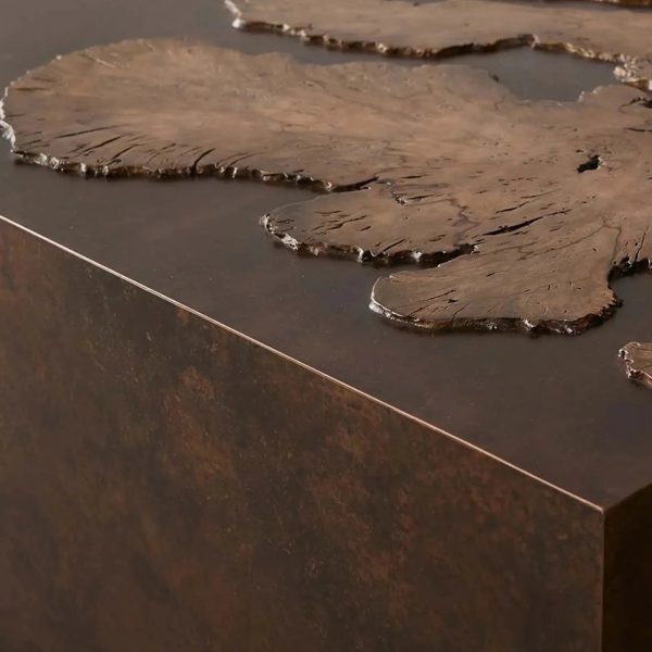 Obra Salvaged Burl Coffee Table Living Room Steel Base Cocktail Table Wood Center Tea Table - Image 7