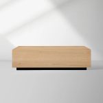 Sullivan Rectangular Oak Coffee Table Black Plinth Base Cocktail Table Wood Living Room Center Tea Table - Image 9