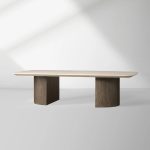 Saint Germain Marble Top Coffee Table Oak Wood Dauphine Base Cocktail Table Living Room Ston Top Center Tea Table - Image 9