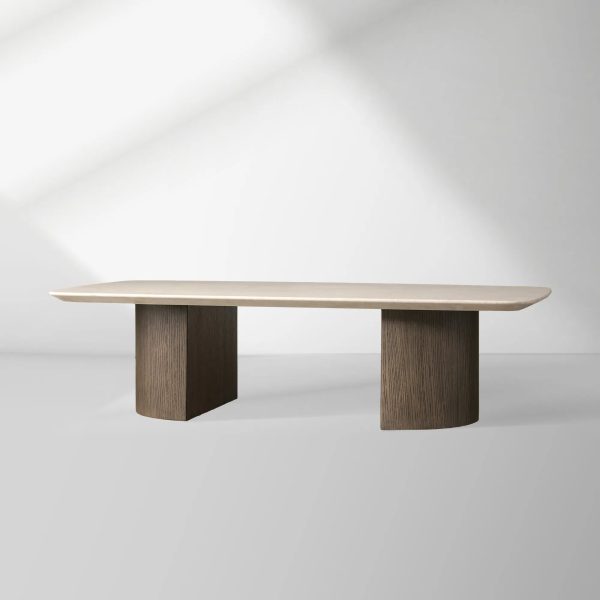 Saint Germain Marble Top Coffee Table Oak Wood Dauphine Base Cocktail Table Living Room Ston Top Center Tea Table - Image 9