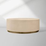 Malone Round Plinth Coffee Table Leather Cocktail Table Modern Living Room Center Tea Table - Image 5