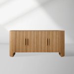 Astor Marble Top Sideboard Buffet Table Wood Living Room Entryways Cabinet Reeded Detailing - Image 11