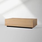 Sullivan Rectangular Oak Coffee Table Black Plinth Base Cocktail Table Wood Living Room Center Tea Table - Image 10