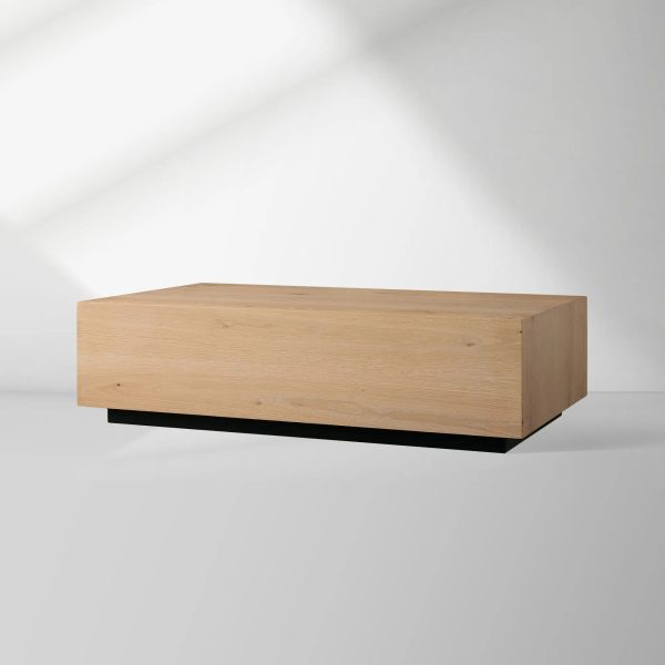 Sullivan Rectangular Oak Coffee Table Black Plinth Base Cocktail Table Wood Living Room Center Tea Table - Image 10