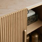 Astor Marble Top Sideboard Buffet Table Wood Living Room Entryways Cabinet Reeded Detailing - Image 9