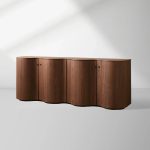 Cortina Boat-Shaped Top Sideboard with a Waved Base Buffet Table Wood Living Room Entryways Cabinet - Image 2