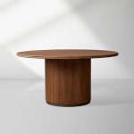 Caden Round Dining Table with Wooden Top Sculptural Base & Antiqued Metal Plinth - Image 4