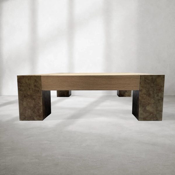 Telluride Square Oak Coffee Table Wood Cocktail Table Living Room Center Tea Table Vintage Cocktail Table - Image 8