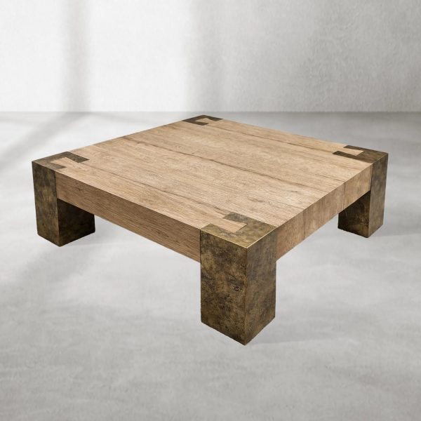 Telluride Square Oak Coffee Table Wood Cocktail Table Living Room Center Tea Table Vintage Cocktail Table - Image 10