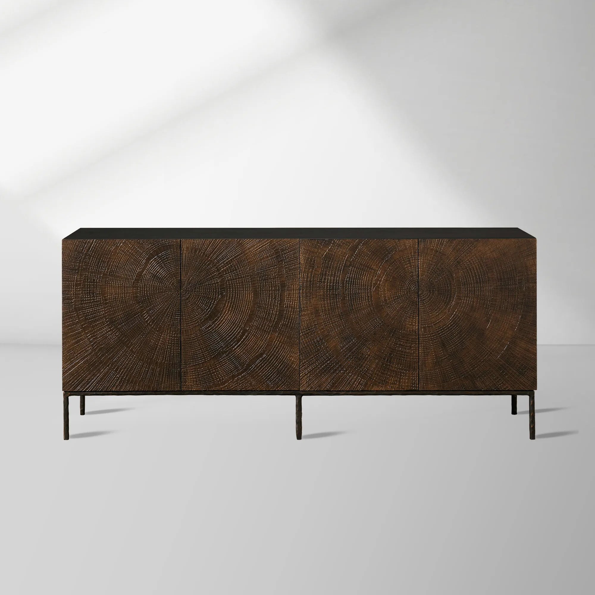 2000x2000_HL_20260120_1_1f510f83-2c33-45ec-ac96-4b92337b3cce.jpg Theota Teak Sideboard Sunburst Pattern Buffet Table Wood Living Room Entryways Cabinet - Image 1