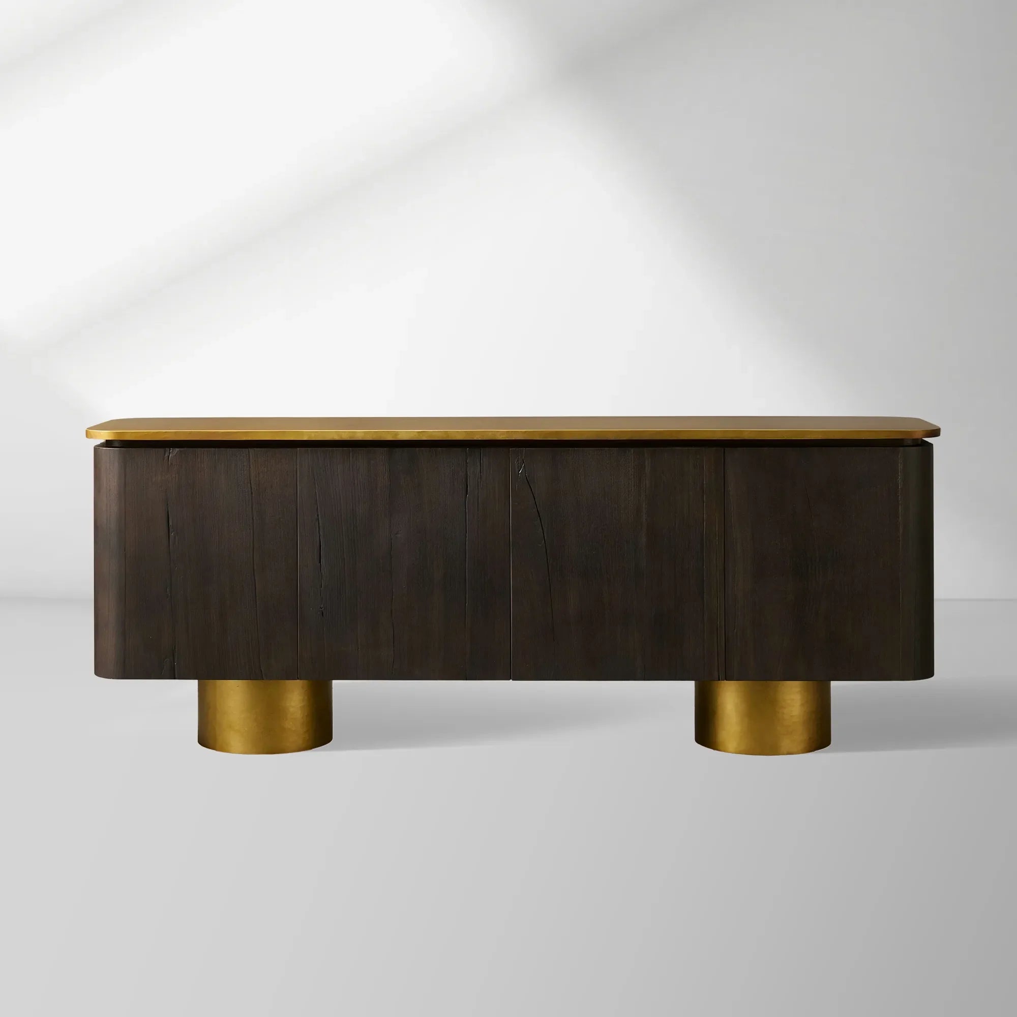 2000x2000_HL_20260120_1_62c5dee9-d4cd-4d8c-aab3-6fbaab95f9f3.jpg Neira Charred Walnut Sideboard with Aged Brass Legs Buffet Table Mid-Century Modern Living Room Entryways Cabinet - Image 1