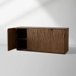 Norris Wood Sideboard Modern Buffet Table with Fiberglass Base Living Room Entryways Cabinet - Image 2