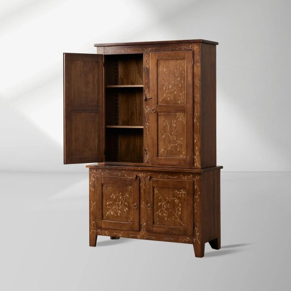 Stefania Poplar Wood Kitchen Cabinet Canaletto Sideboard Buffet Floral Motif Living Room Entryways Tall Cabinet - Image 3