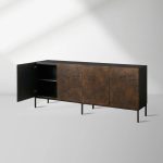 Theota Teak Sideboard Sunburst Pattern Buffet Table Wood Living Room Entryways Cabinet - Image 2