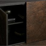 Theota Teak Sideboard Sunburst Pattern Buffet Table Wood Living Room Entryways Cabinet - Image 4