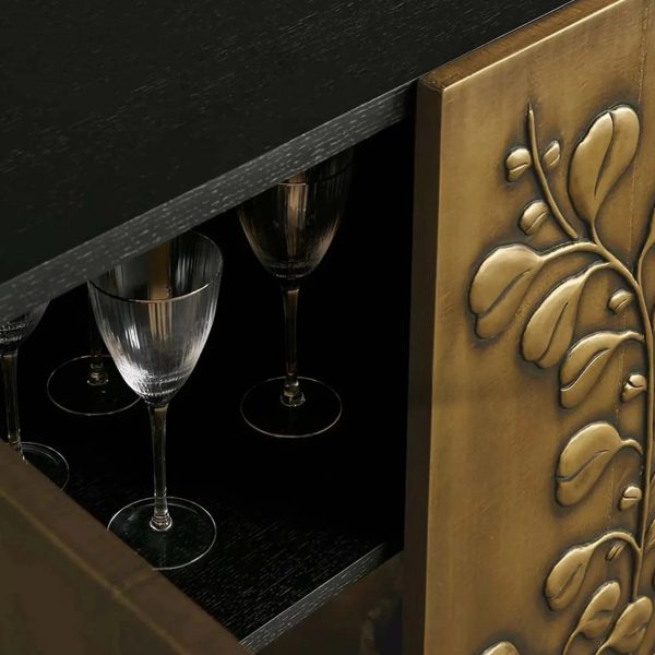 Etasha Wood Sideboard with Brass Panels Media Console TV Cabinet luxury Dining Entryway Buffet Table - Image 3
