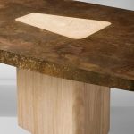 Marea Guanacaste Wood Rectangle Dining Table in Oxidized Aluminum with Guanacaste Wood Veneers - Image 3