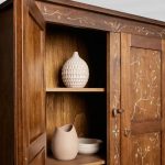 Stefania Poplar Wood Kitchen Cabinet Canaletto Sideboard Buffet Floral Motif Living Room Entryways Tall Cabinet - Image 4